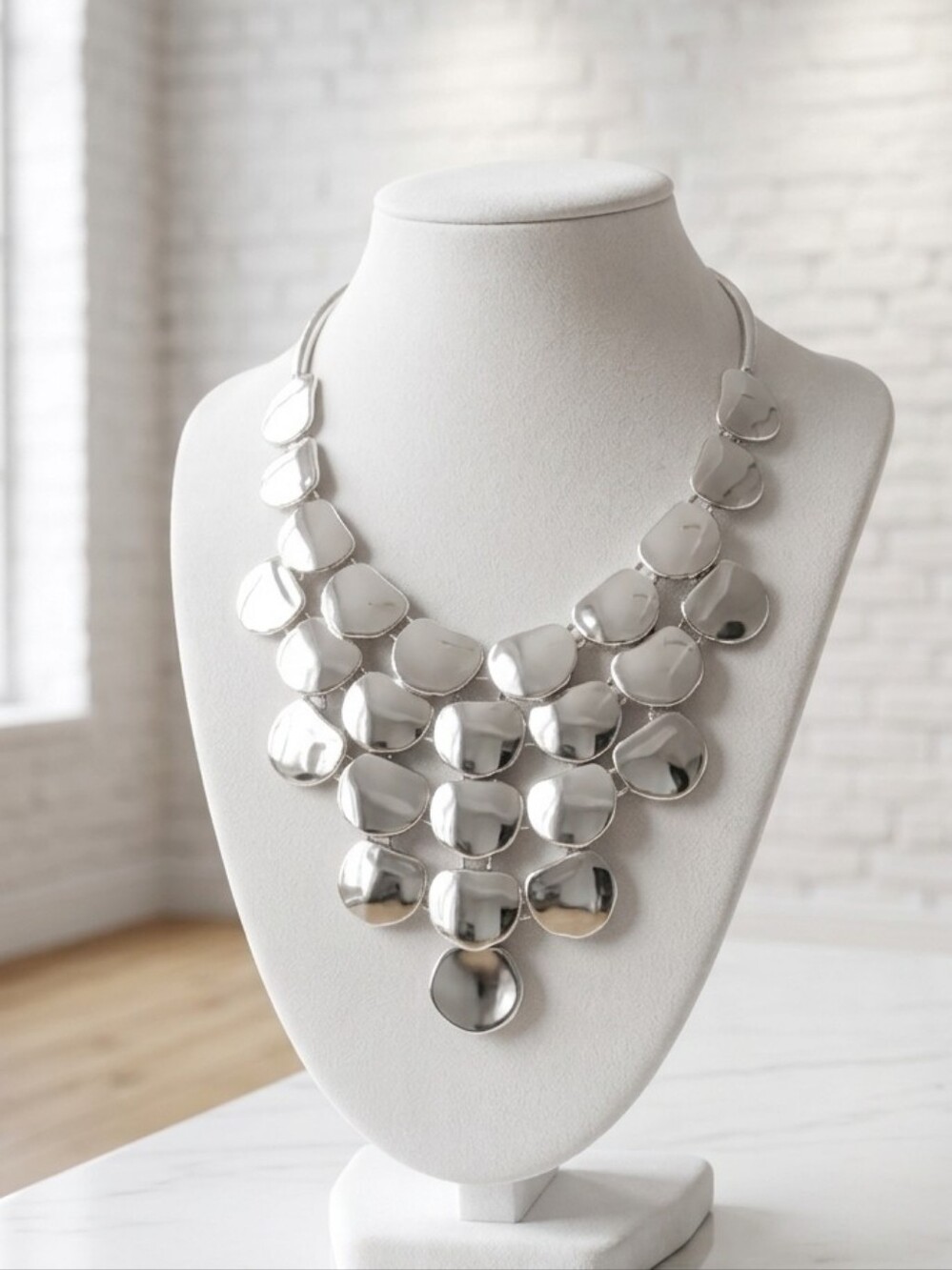 Express Gold-Tone Iridescent Stone Bib Necklace